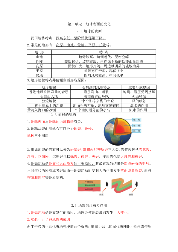 2021新教科版五年级上册科学1_《地球表面的变化》知识点.pdf