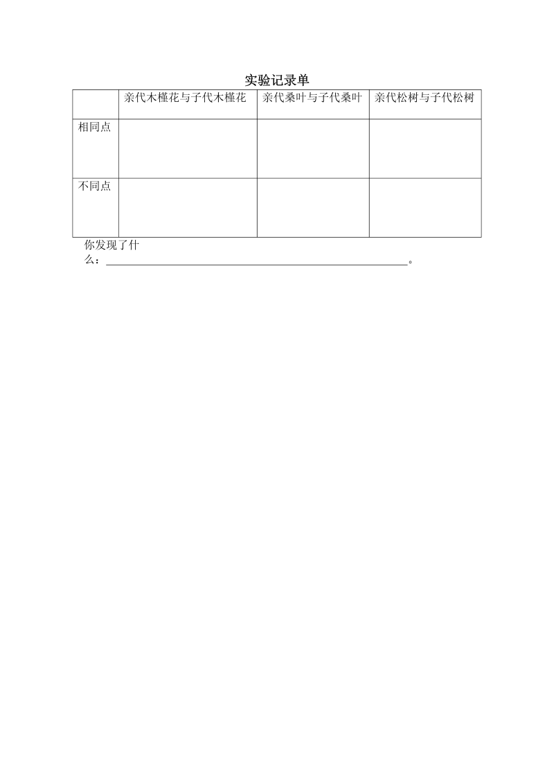 2.3. 形形色色的植物 实验记录单--2022新教科版六年级下册《科学》.docx