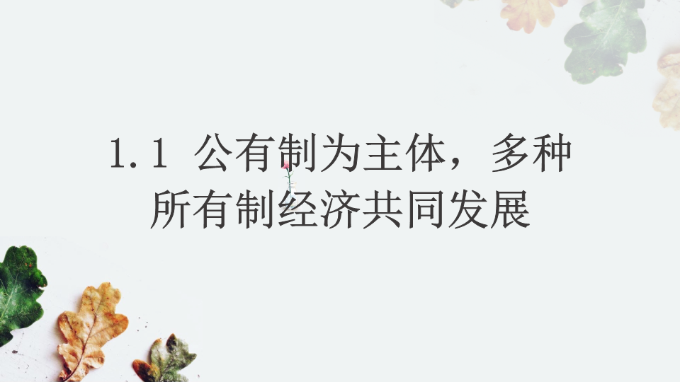 统编版高中政治必修二1.1 公有制为主体 多种所有制经济共同发展 ppt课件(01).pptx