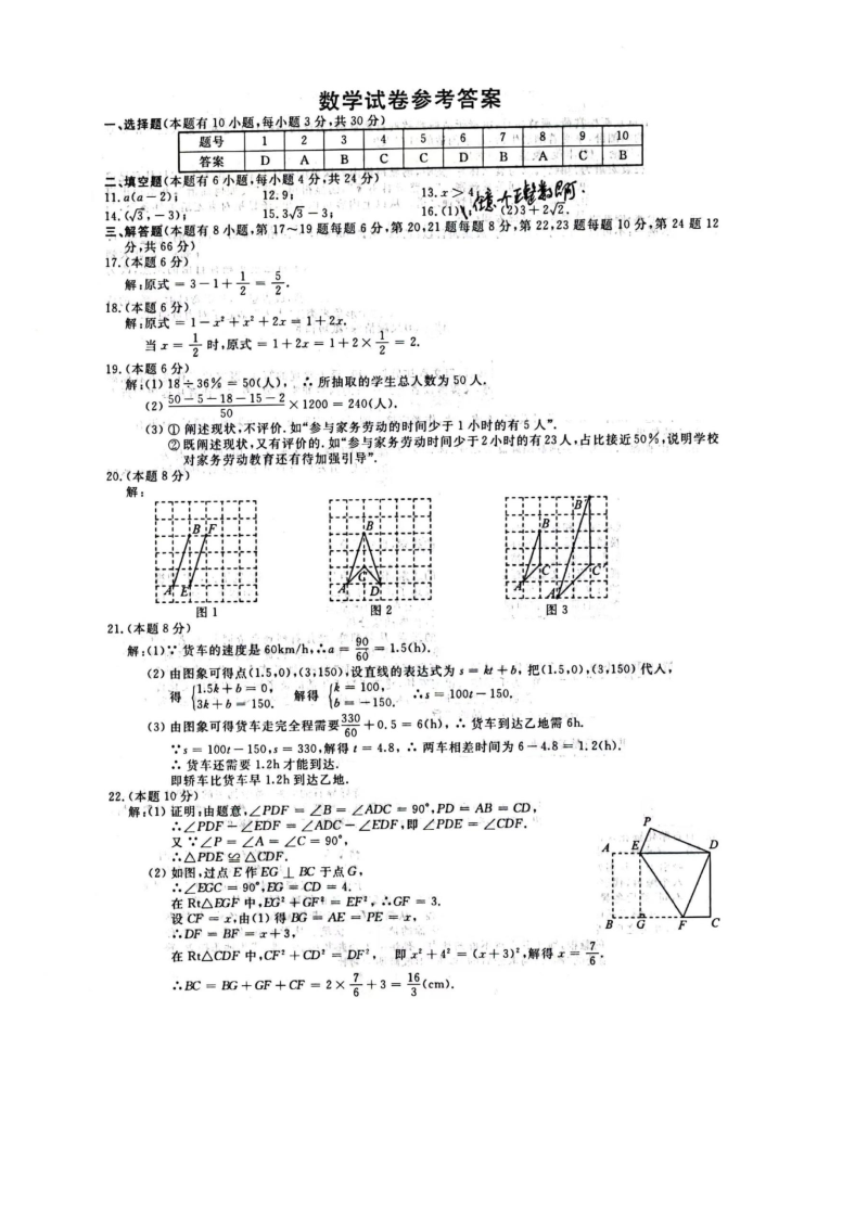 【真题】2022 年浙江省初中学业水平考试（ 丽水卷）数学试题（图片版、含答案）.zip