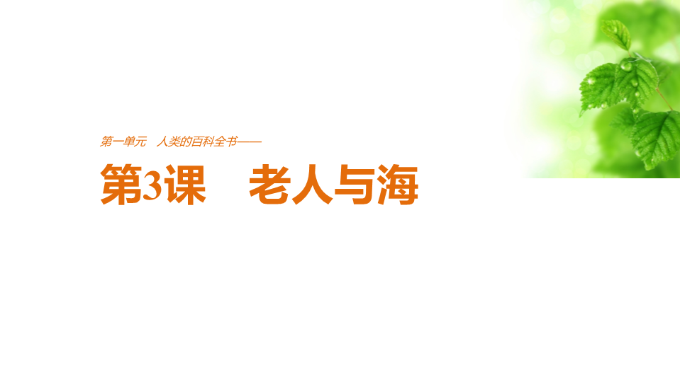 2018版高中语文人教版必修三课件：第一单元 第3课 老人与海