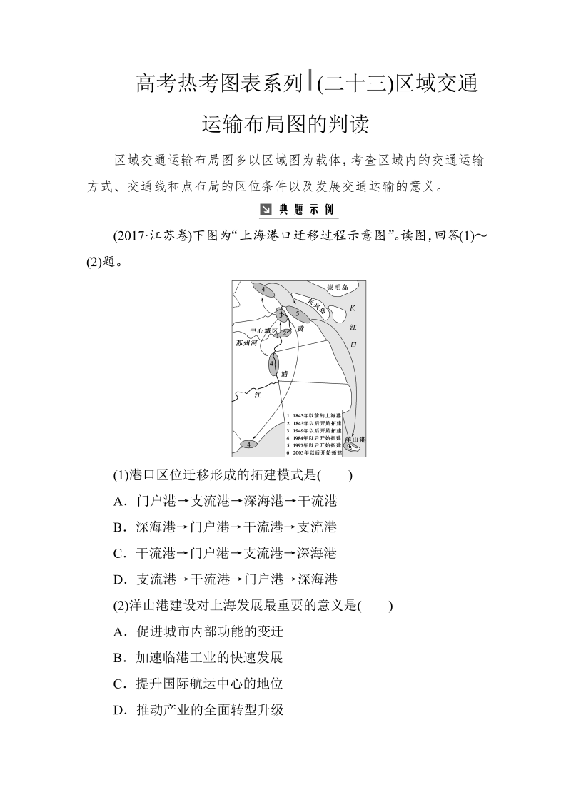 高考地理总复习：热考图表系列 （二十三）区域交通运输布局图的判读（含解析）