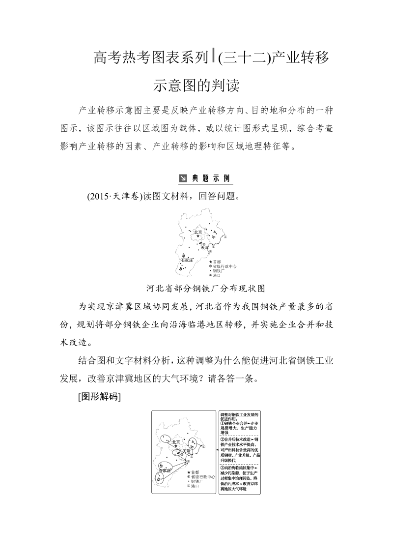 高考地理总复习：热考图表系列 （三十二）产业转移示意图的判读（含解析）