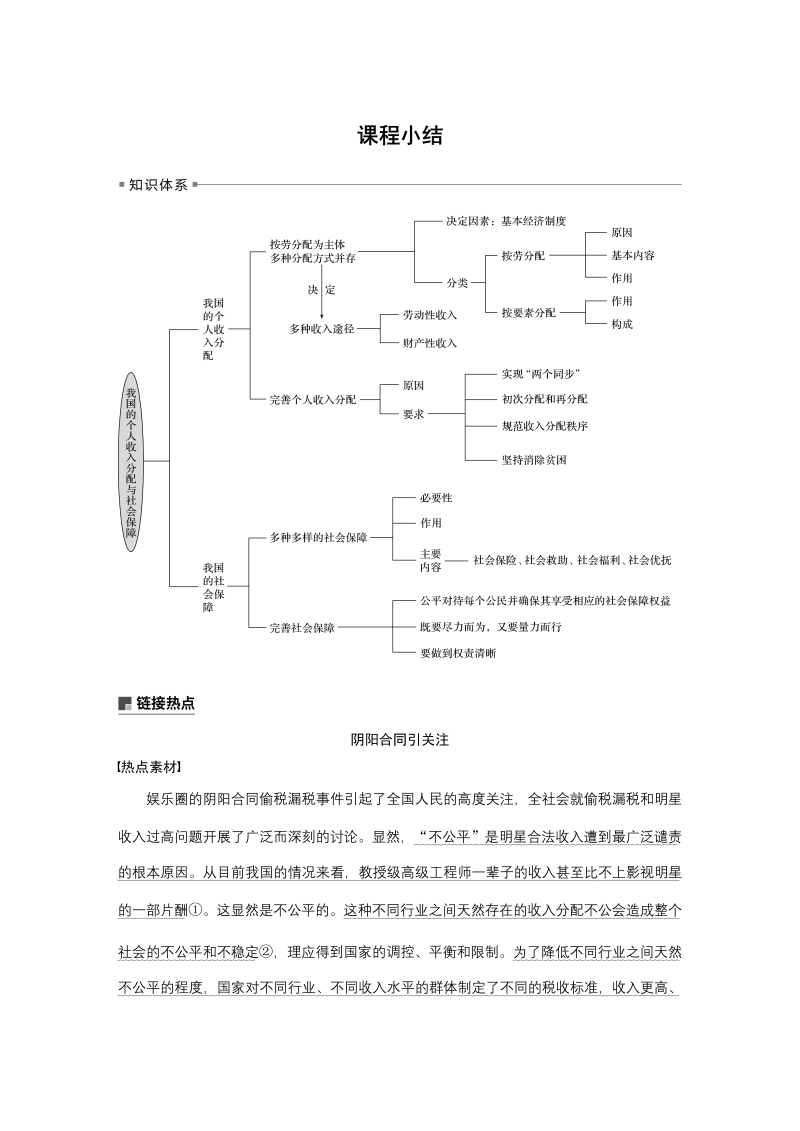 人教部编版政治必修二第二单元 第四课 课程小结.docx