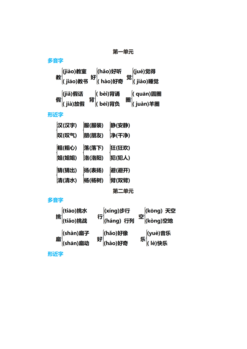 人教（部编版）三年级上语文期末复习素材：多音字形近字汇总.doc