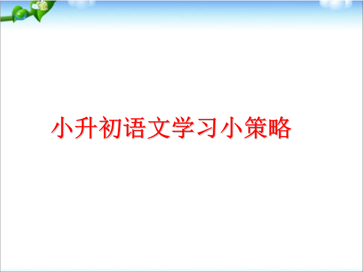 语文小升初复习小策略