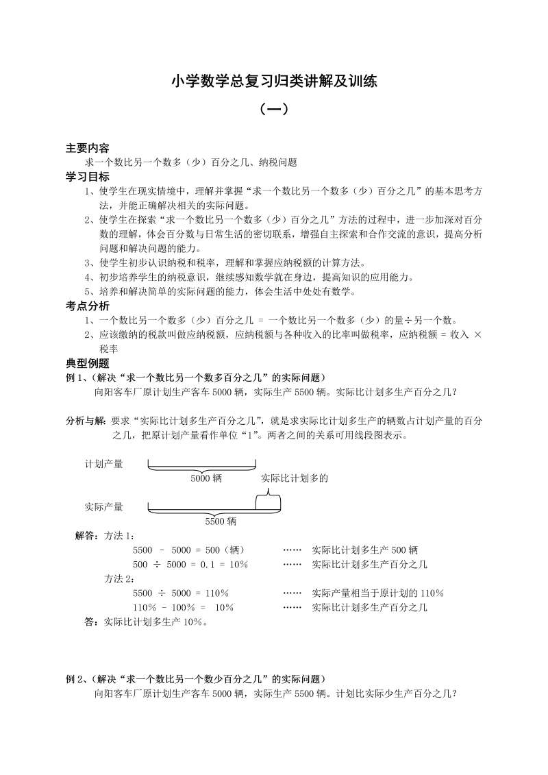 小学数学总复习归类讲解及训练全套教案（28页）