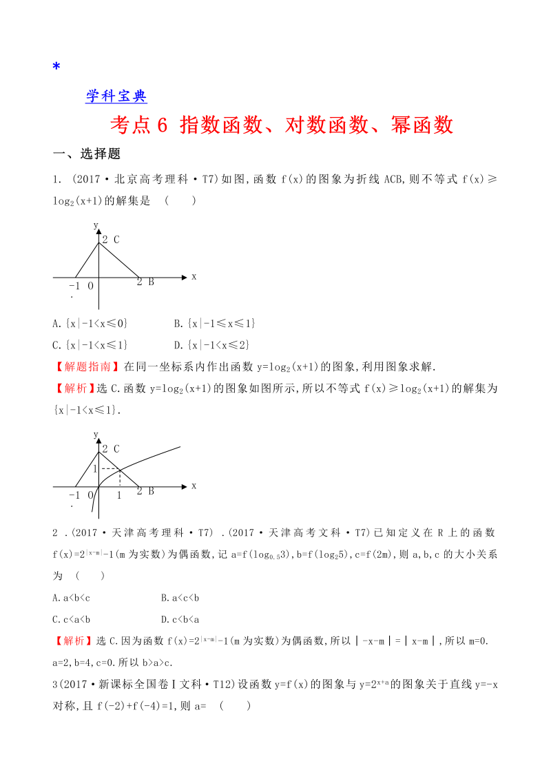 真题考点6 指数函数、对数函数、幂函数