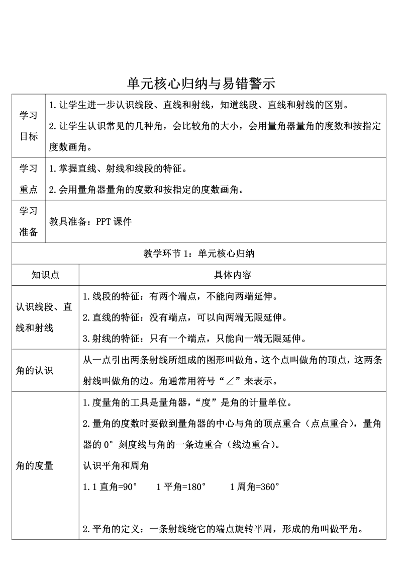 4数上教案 单元知识归纳与易错警示3