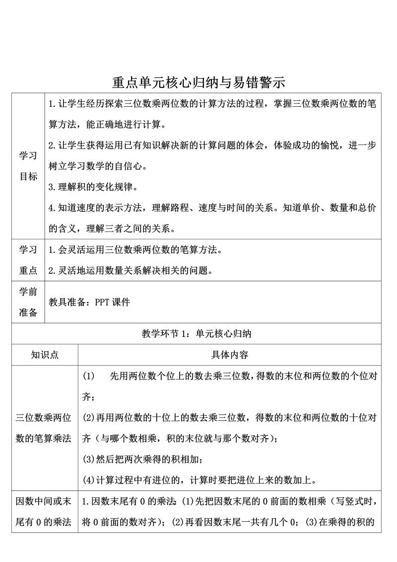 4数上教案 重点单元核心归纳与易错警示4