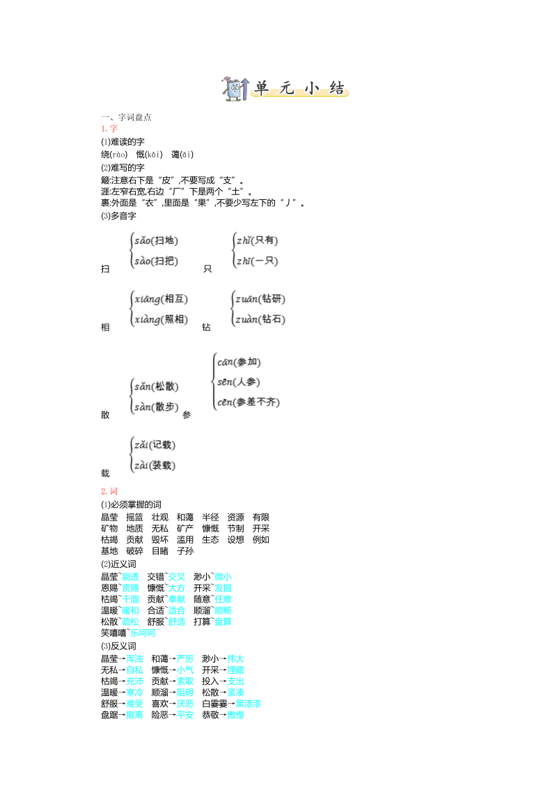 第六单元知识小结