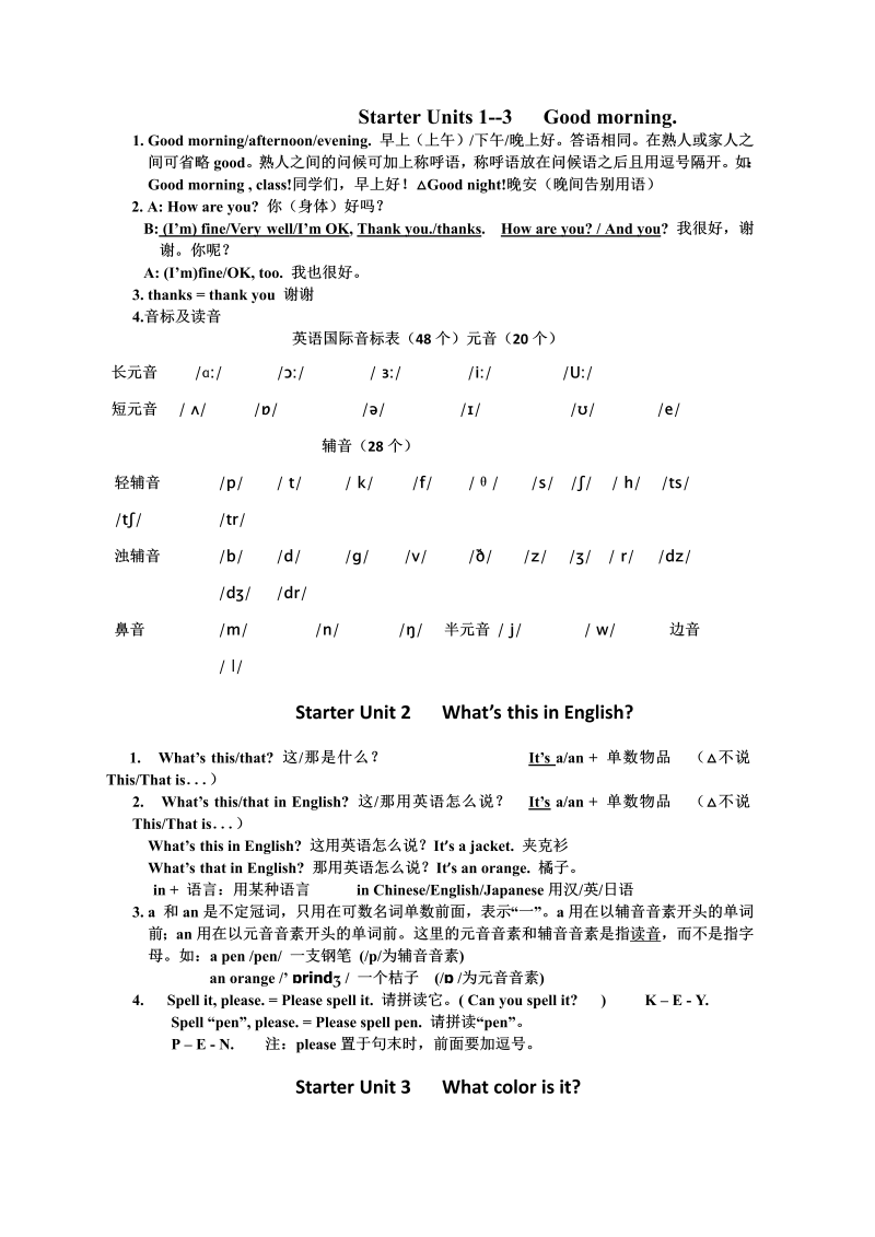 七年级新目标英语《Good morning》知识讲解4