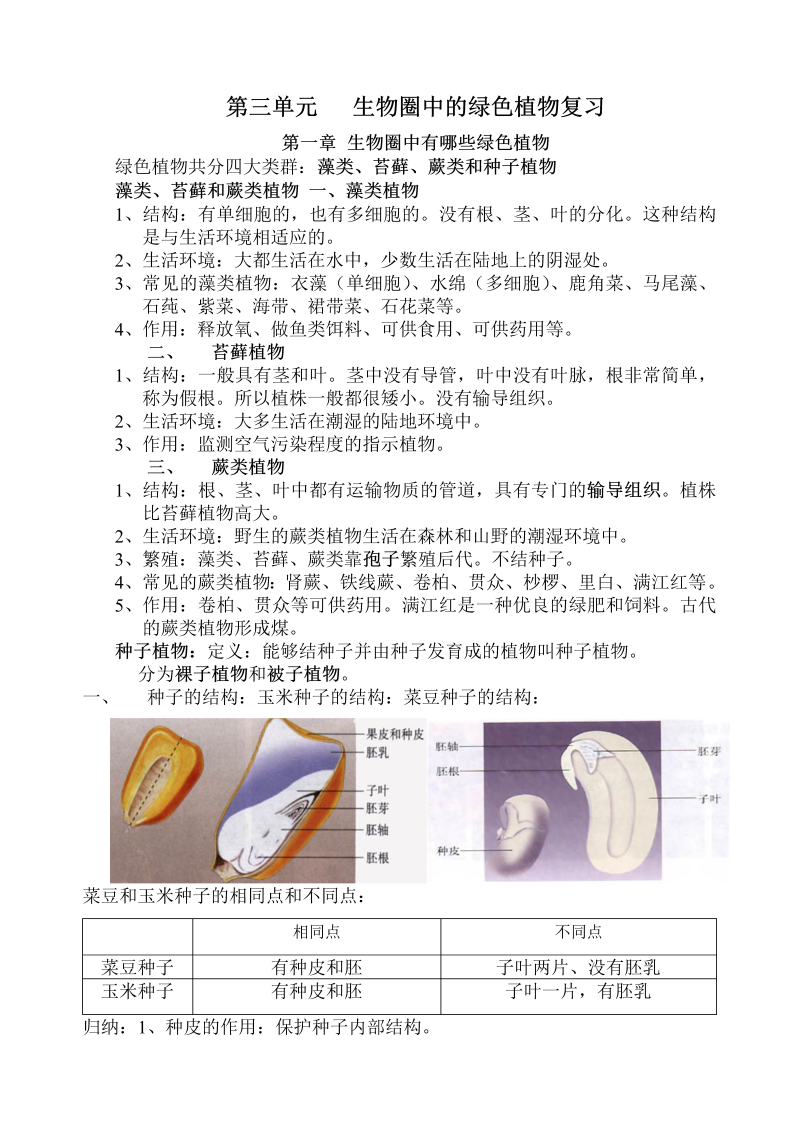 七年级公开课《第三单元：生物圈中的绿色植物》教学设计教案