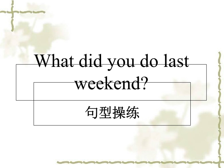 五年级英语下册 Unit4 Last Weekend Lesson1 What did you do last weekend 句型从操练