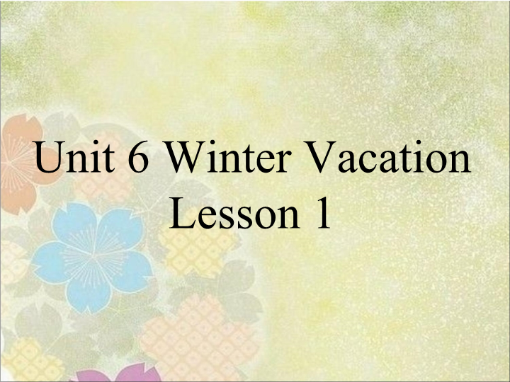 六年级英语上册  Unit6 Winter Vacation    Lesson1 课件3