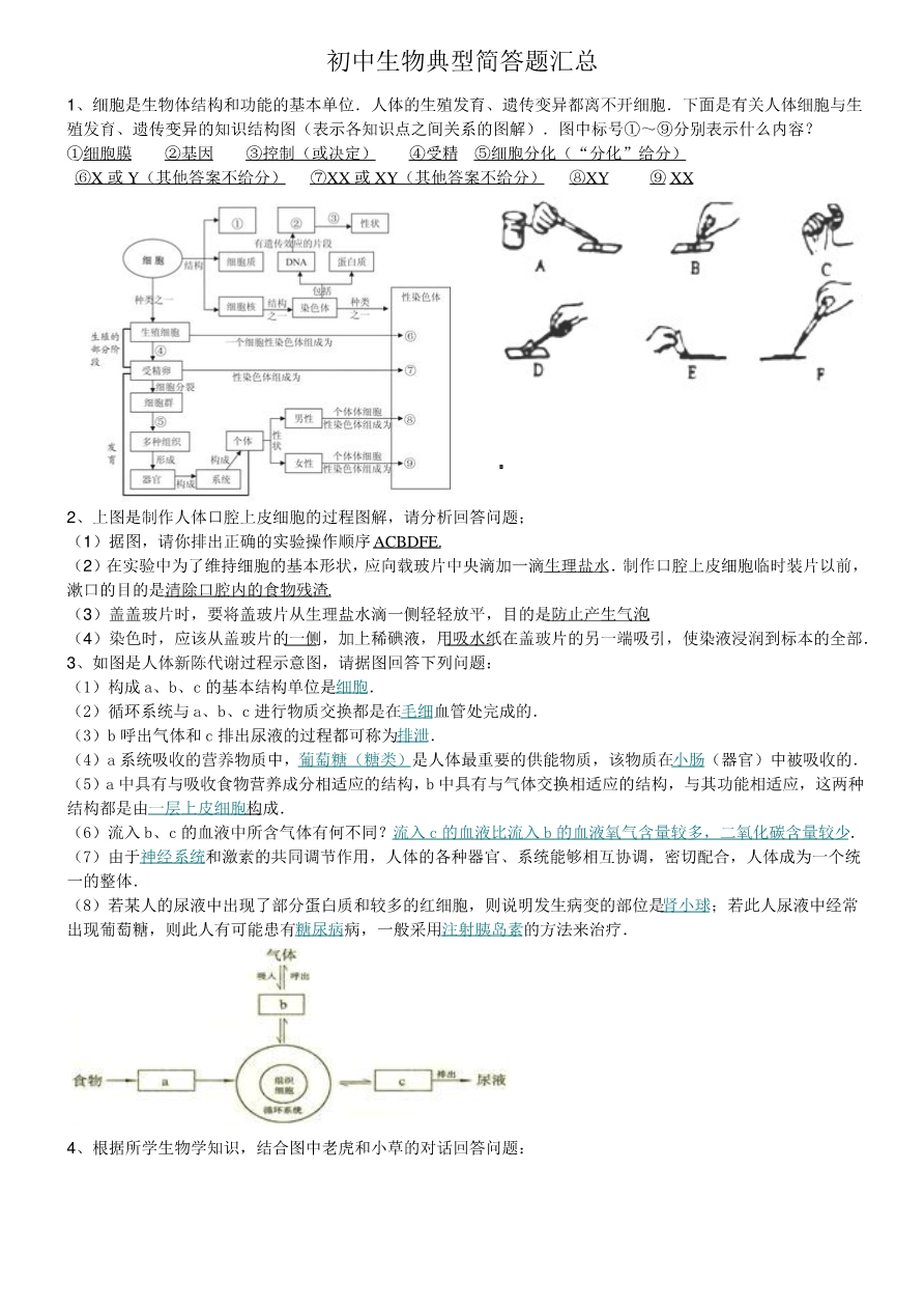 初中生物简答题汇总 (1)