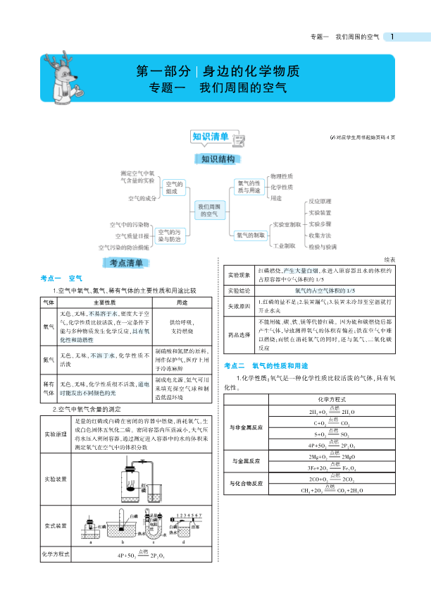 中考化学总复习专题知识要点