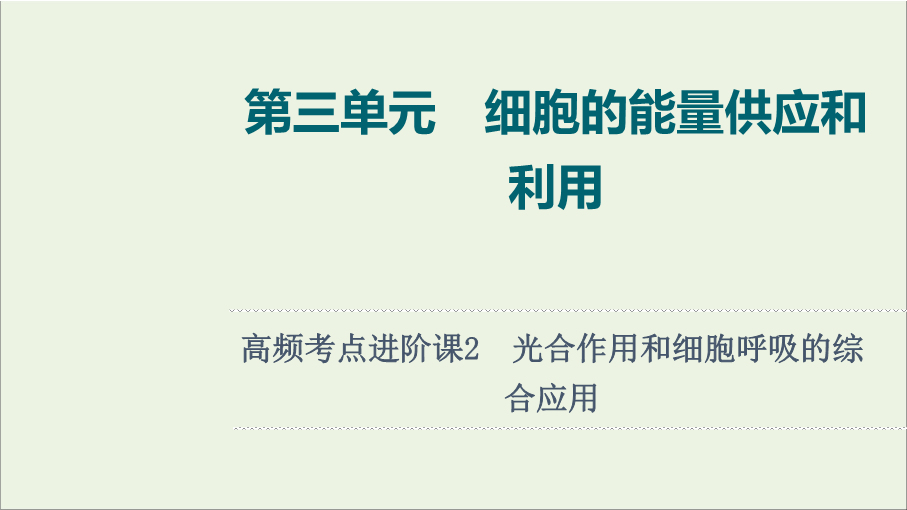 2022版新教材高考生物一轮复习第3单元细胞的能量供应和利用高频考点进阶课2光合作用和细胞呼吸的综合应用课件新人教版