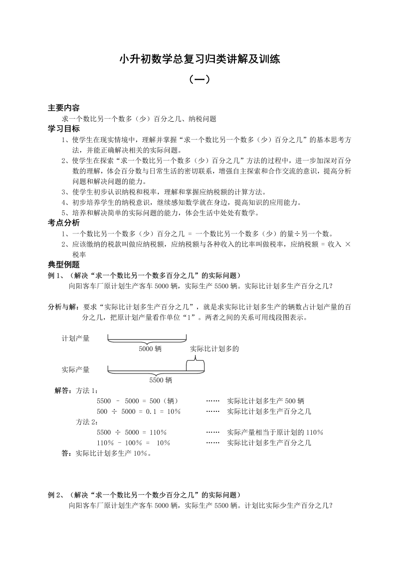 【小升初】数学总复习归类讲解及训练 