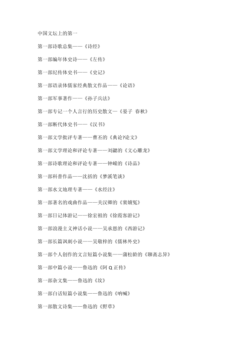 小升初语文知识点汇编- 文学常识5通用版本