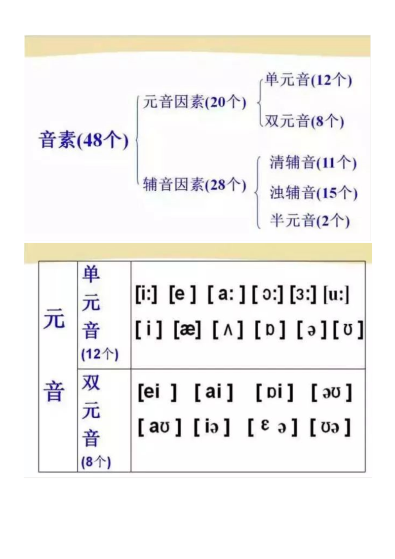 中考英语  48个音标发音