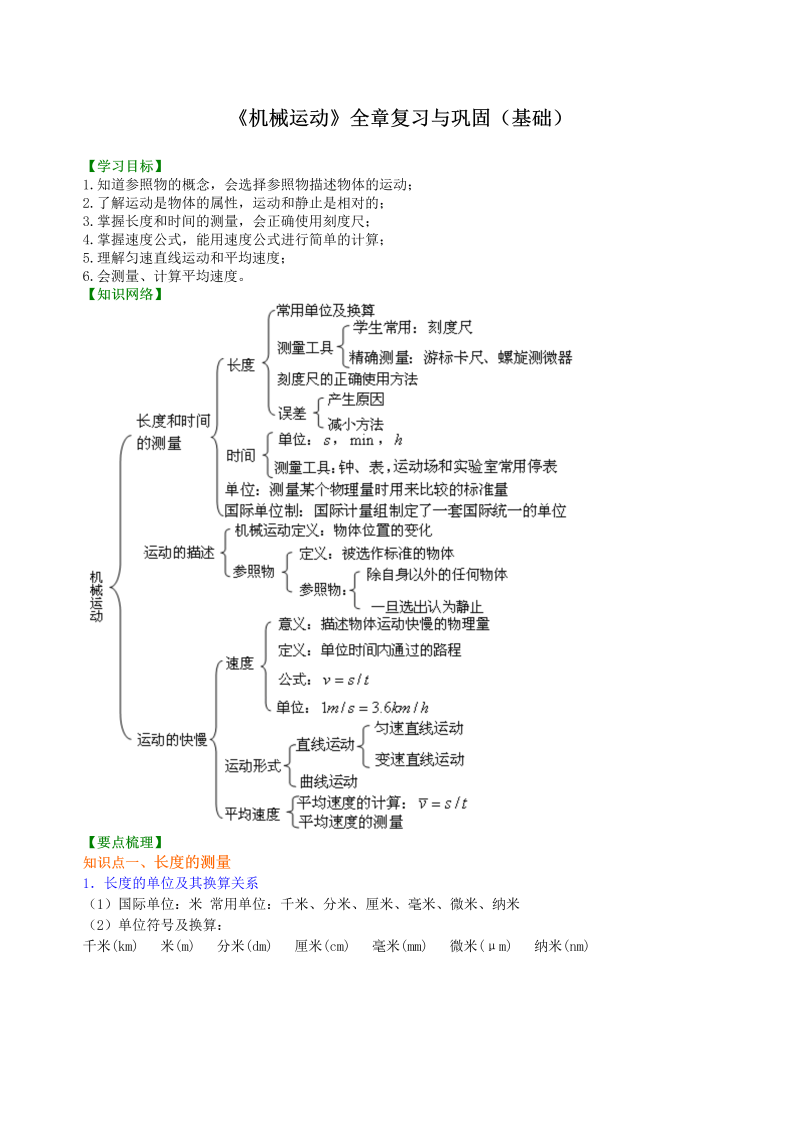 初中物理 八年级上册 06《机械运动》全章复习与巩固 巩固练习（基础） (2)