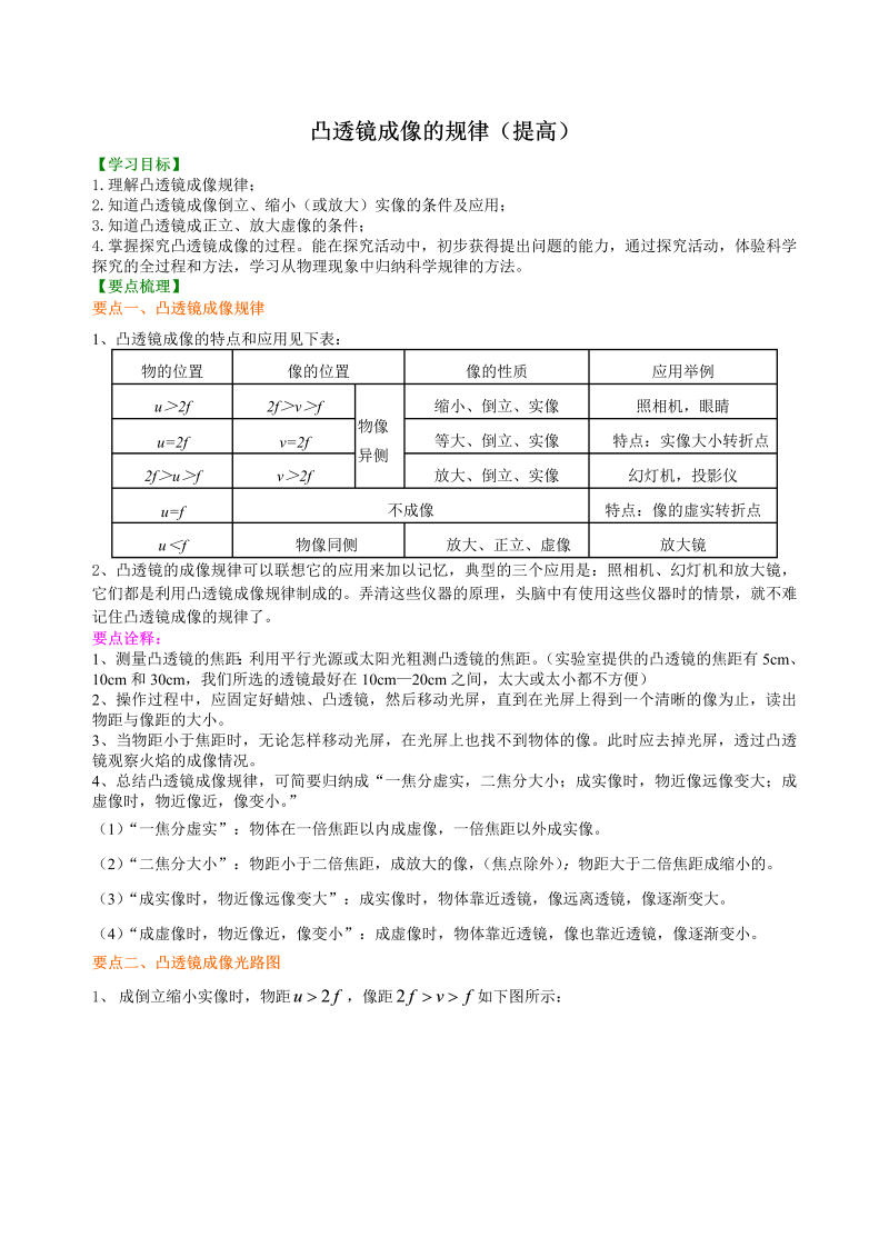 初中物理 八年级上册 40凸透镜成像的规律 巩固练习（提高） (2)