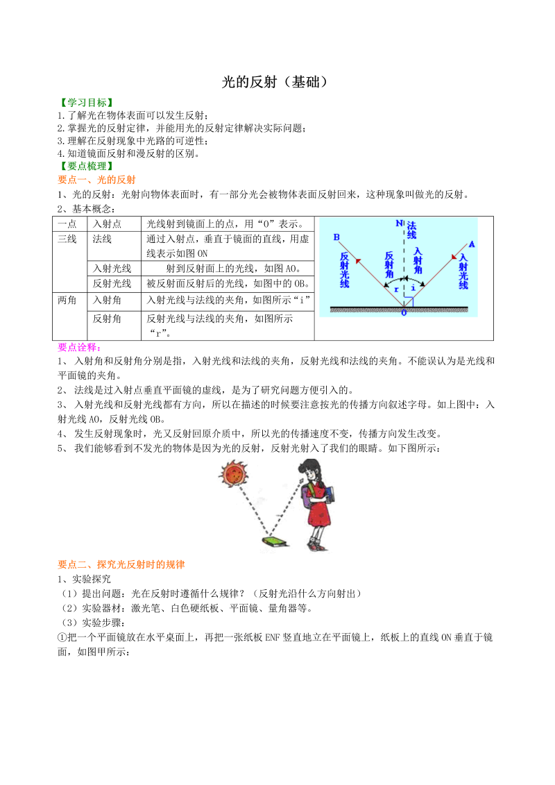 初中物理 八年级上册 25光的反射（基础）巩固练习 (2)