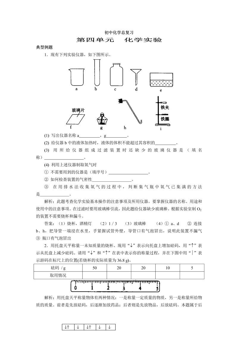 初中化学  总复习——化学实验