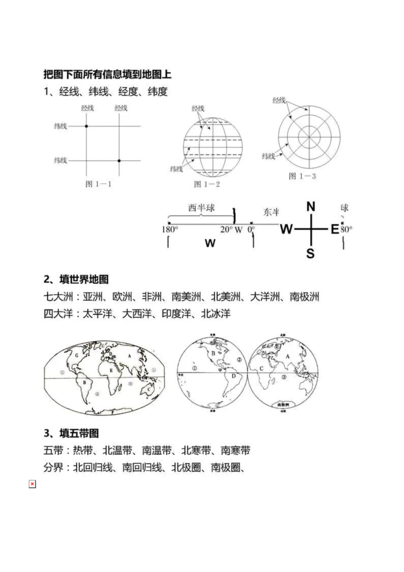 中考地理 常考识图填空题大汇编！逢考必出