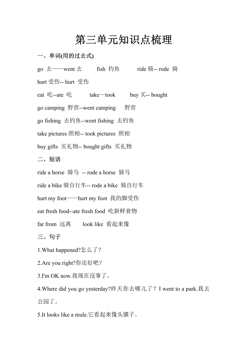 六年级英语下册Unit 3 (1)_知识点梳理