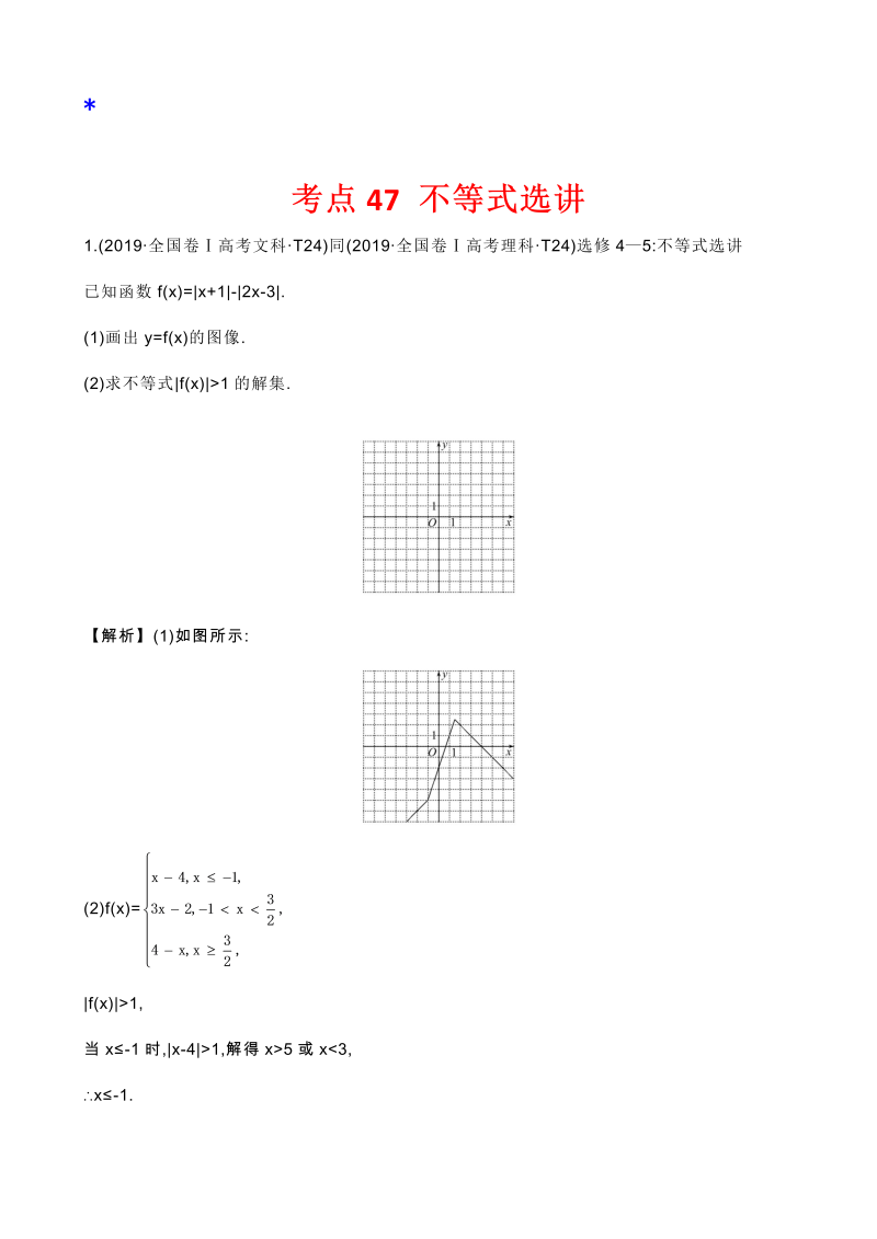 高三数学考点总结真题2 不等式选讲