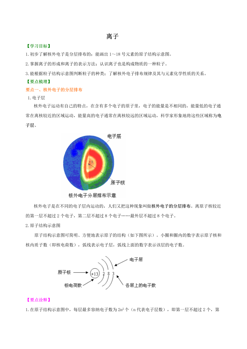 九年级化学上册14（、不分层）离子 知识讲解