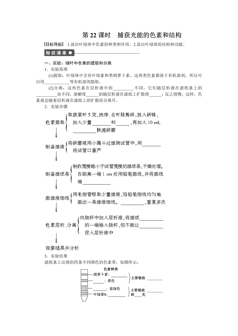 高一生物人教版必修一课时作业：第五章细胞的能量供应和利用 课时22 word版含解析