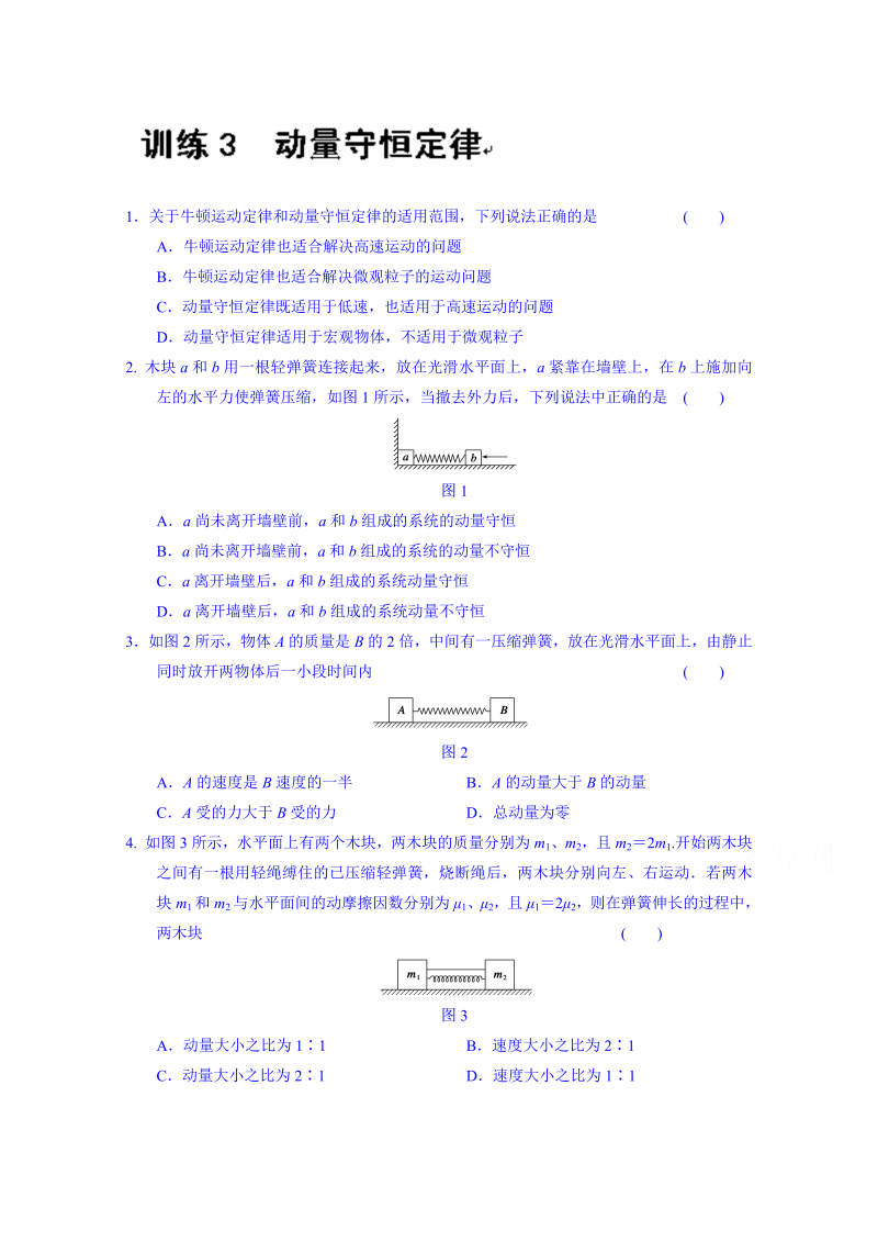 高中物理选修3-5“同课异构”教学习题：第十六章 训练3 