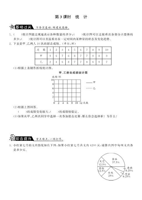 六年级数学上册  8.3统计课课练（北师大版）