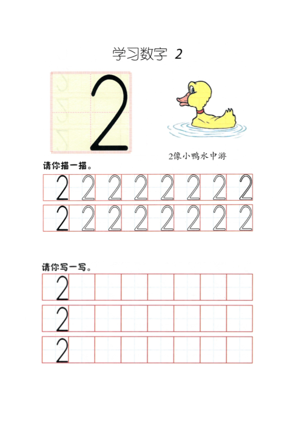 幼小衔接  p3书写-数字2