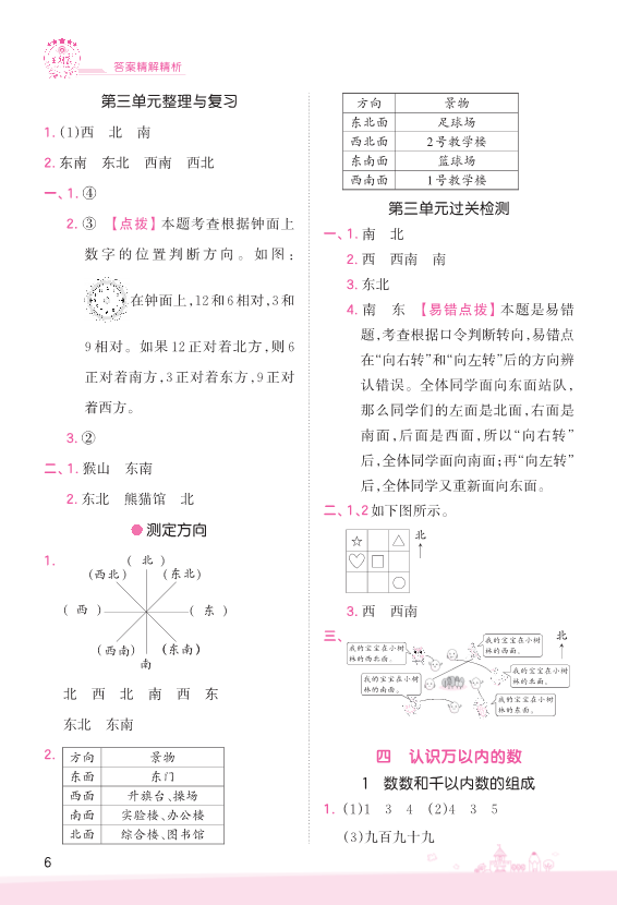 二年级数学下册  第4单元 认识万以内的数 参考答案（苏教版）