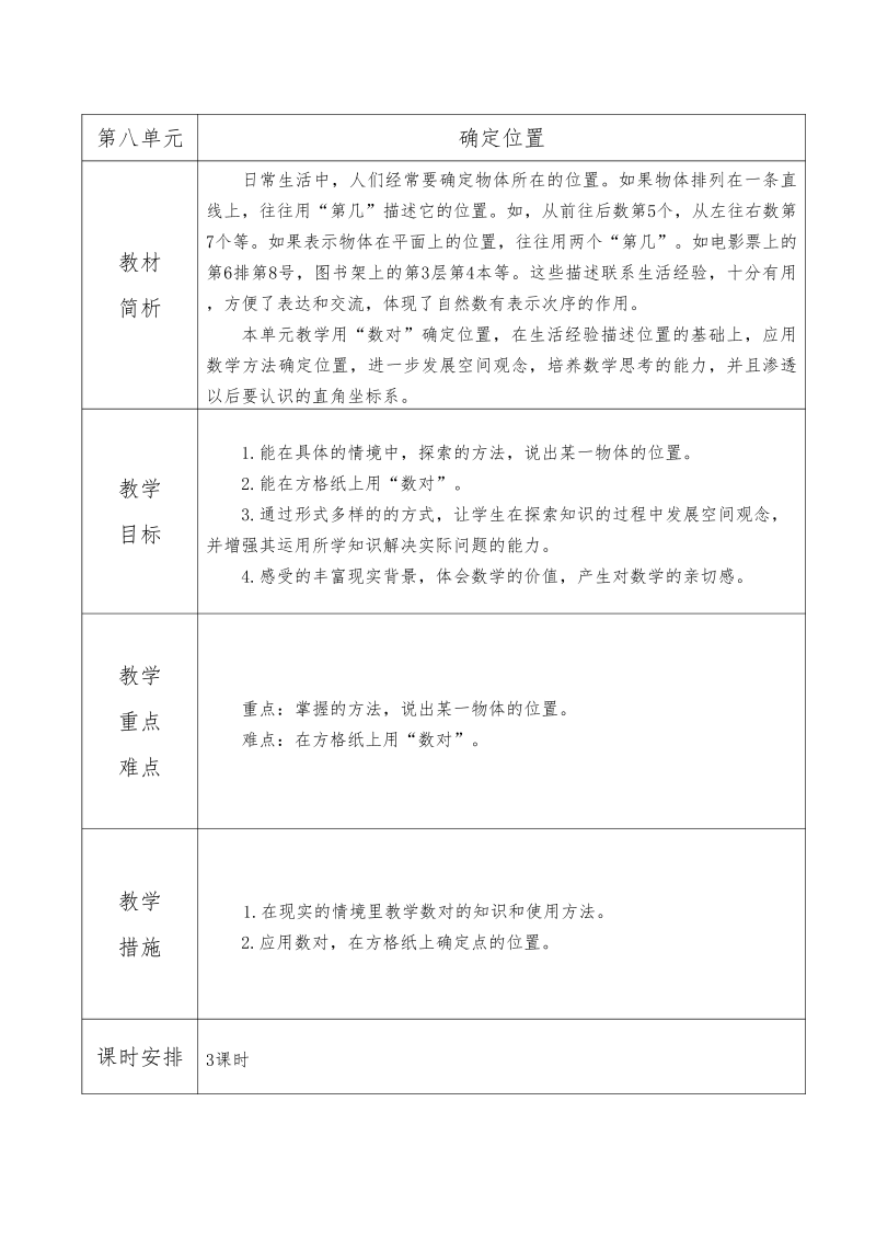 四年级数学下册  第八单元 教材分析（精品教案 苏教版）